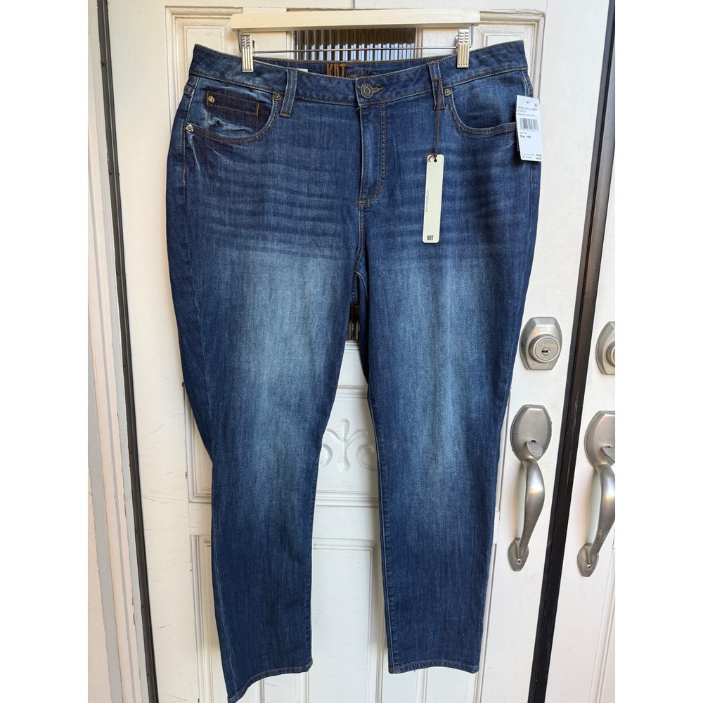 Kut from the Kloth Katy Boyfriend Jeans Arum Dark Base Wash Size 14W NEW